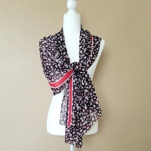 Calvin Klein Floral Stripe Chiffon Scarf